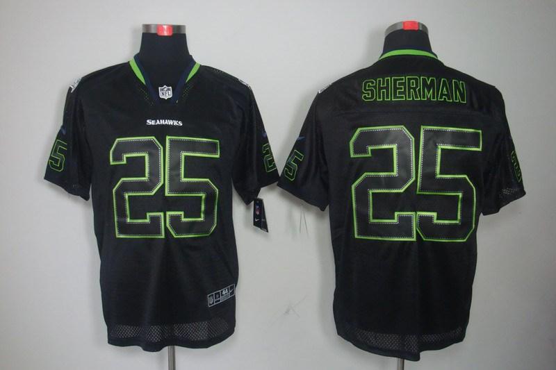 2012 NEW NFL Seattle Seahawks 25 Richard Sherman Lights Out Black Elite Jerseys