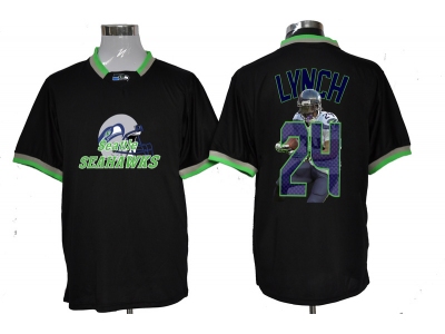 NEW NFL Seattle Seahawks #24 marshawn lynch black jerseys(all-star fashion)