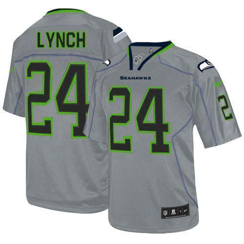 NEW NFL Seattle Seahawks 24 marshawn lynch Lights Out Grey Jerseys(Elite)