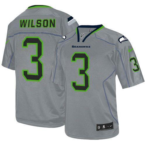 NEW NFL Seattle Seahawks 3 Russell Wilson Lights Out Grey Jerseys(Elite)