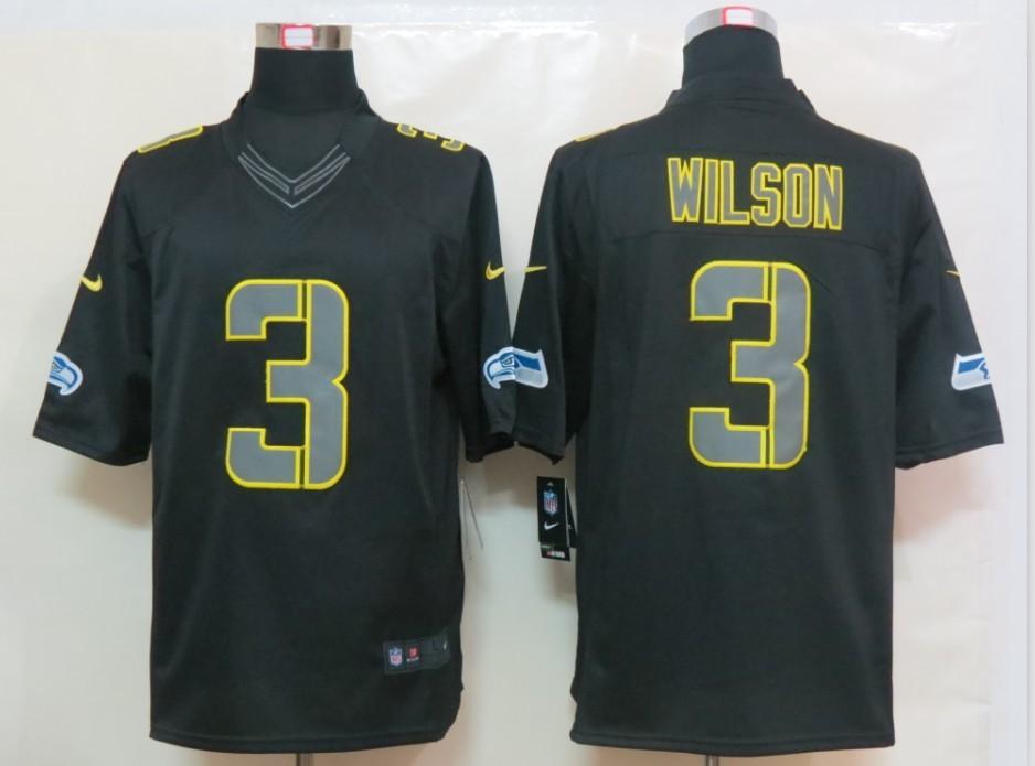 2012 NEW NFL Seattle Seahawks 3 Russell Wilson Black Jerseys (Impact Limited)