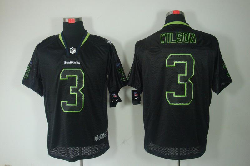 2012 NEW NFL Seattle Seahawks 3 Russell Wilson Lights Out Black Elite Jerseys