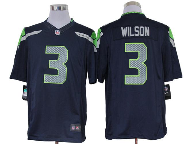 2012 NEW NFL Seattle Seahawks 3 Wilson Blue Jerseys (Limited)