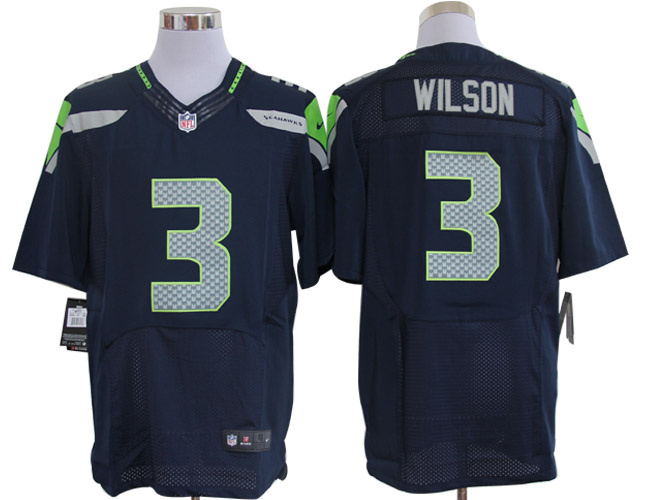 2012 NEW NFL Seattle Seahawks 3 Wilson Blue Jerseys (Elite)