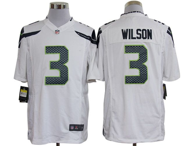 2012 NEW NFL Seattle Seahawks 3 Wilson White Jerseys (Game)