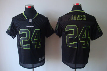 2012 NEW NFL Seattle Seahawks 24 Marshawn Lynch Lights Out Black Elite Jerseys