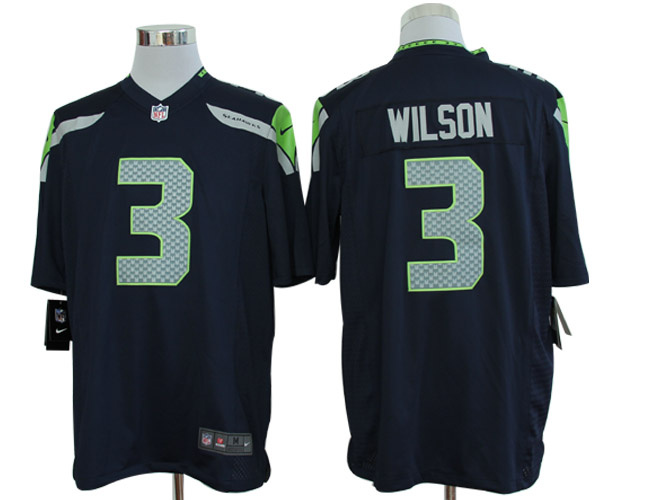 2012 NEW NFL Seattle Seahawks 3 Wilson Blue Jerseys (Game)