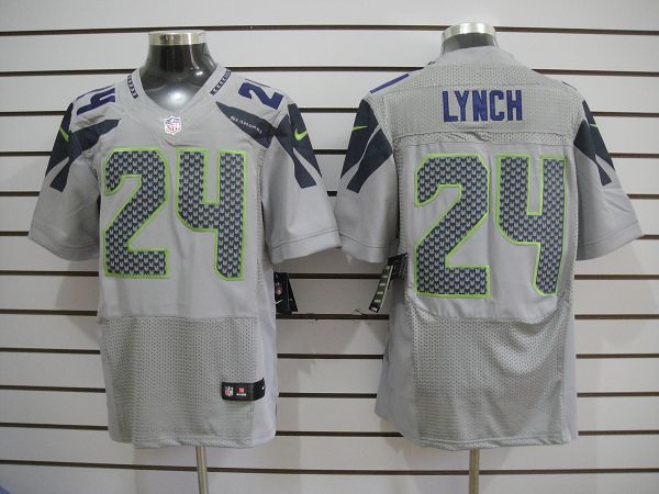 2012 NEW NFL Seattle Seahawks 24 Marshawn Lynch Grey Jerseys (Elite)