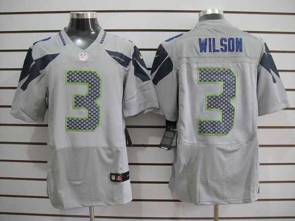 2012 NEW NFL Seattle Seahawks 3 Wilson Grey Jerseys (Elite)