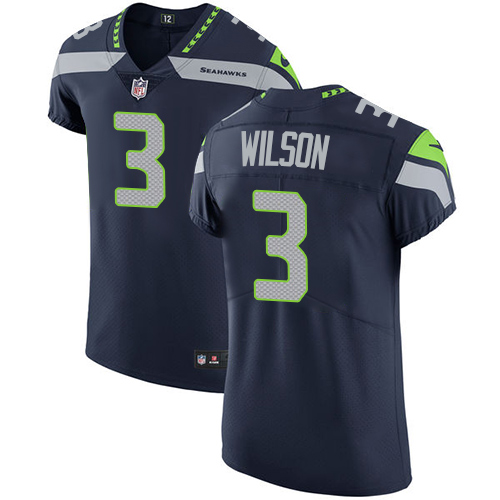 Nike Seahawks #3 Russell Wilson Steel Blue Team Color Men's Stitched NFL Vapor Untouchable Elite Jersey