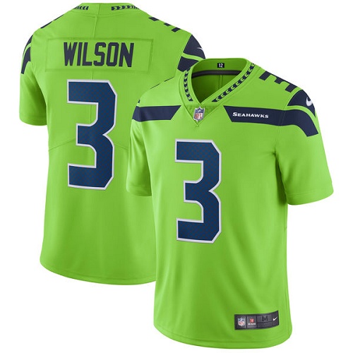 Nike Seahawks 3 Russell Wilson Green Vapor Untouchable Player Limited Jersey