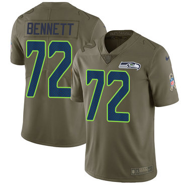 Nike Seahawks #72 Michael Bennett Olive Men's Stitched NFL Limited 2017 Salute to Service Jersey