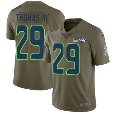 Nike Seahawks #29 Earl Thomas III Olive Men's Stitched NFL Limited 2017 Salute to Service Jersey