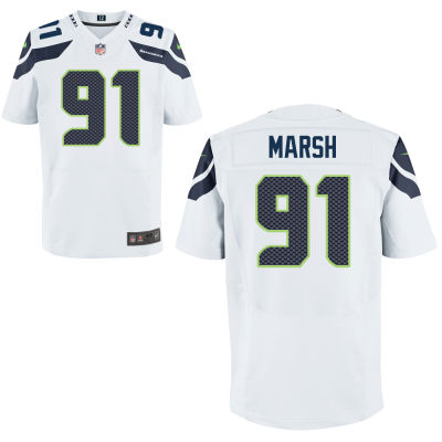 Men's Nike NFL Seattle Seahawks #91 Cassius Marsh White Elite Jersey