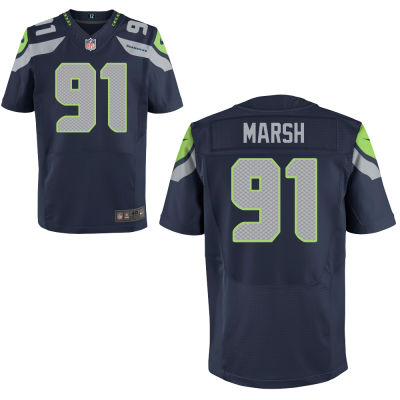 Men's Nike NFL Seattle Seahawks #91 Cassius Marsh Blue Elite Jersey