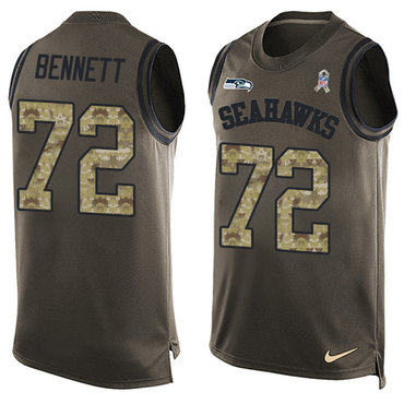 Nike Seahawks #72 Michael Bennett Green Men's Stitched NFL Limited Salute To Service Tank Top Jersey