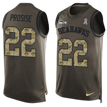 Nike Seahawks #22 C. J. Prosise Green Men's Stitched NFL Limited Salute To Service Tank Top Jersey