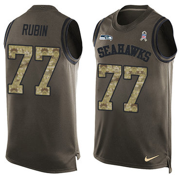 Nike Seahawks #77 Ahtyba Rubin Green Men's Stitched NFL Limited Salute To Service Tank Top Jersey