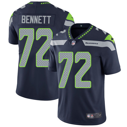 Nike Seahawks #72 Michael Bennett Steel Blue Team Color Men's Stitched NFL Vapor Untouchable Limited Jersey