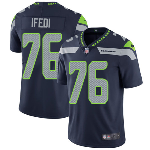 Nike Seahawks #76 Germain Ifedi Steel Blue Team Color Men's Stitched NFL Vapor Untouchable Limited Jersey