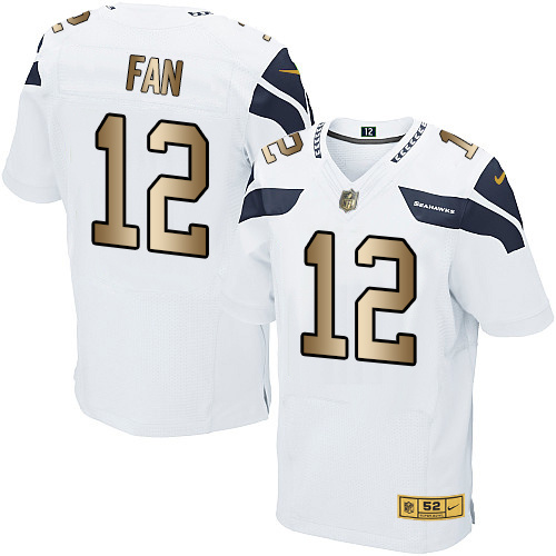 Nike Seahawks 12 Fan White Gold Elite Jersey