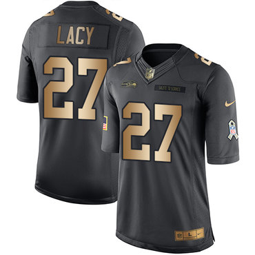 Nike Seahawks #27 Eddie Lacy Black Men's Stitched NFL Limited Gold Salute To Service Jersey