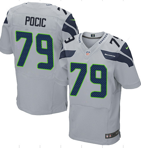 Men's Nike Seattle Seahawks #79 Ethan Pocic Elite Grey Alternate NFL Jersey