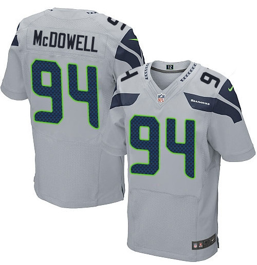 Men's Nike Seattle Seahawks #94 Malik McDowell Elite Gray NFL Jersey