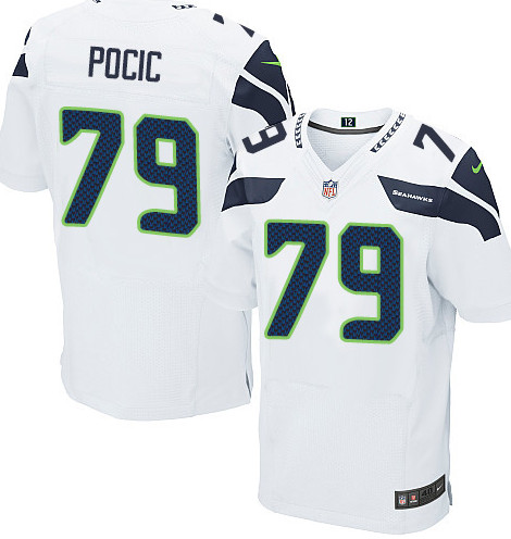 Men's Nike Seattle Seahawks #79 Ethan Pocic Elite White NFL Jersey