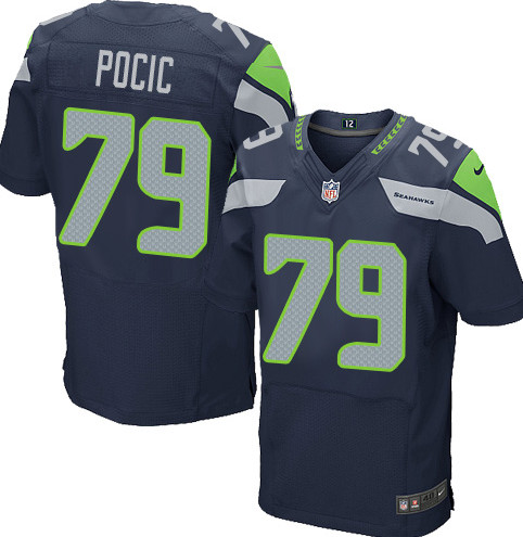 Men's Nike Seattle Seahawks #79 Ethan Pocic Elite Blue NFL Jersey