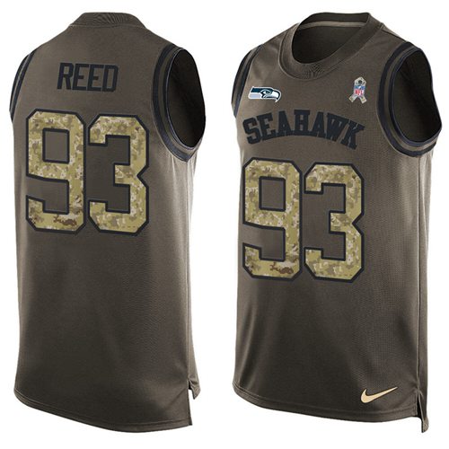 Nike Seahawks #93 Jarran Reed Green Men's Stitched NFL Limited Salute To Service Tank Top Jersey