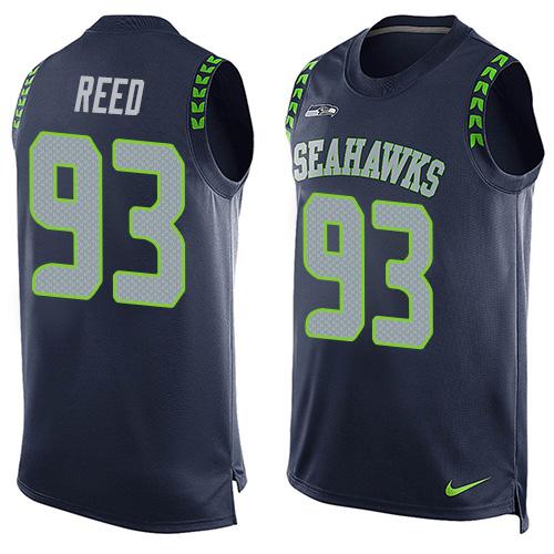 Nike Seahawks #93 Jarran Reed Steel Blue Team Color Men's Stitched NFL Limited Tank Top Jersey