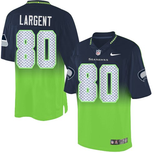 Nike Seahawks #80 Steve Largent Steel Blue Green Men's Stitched NFL Elite Fadeaway Fashion Jersey