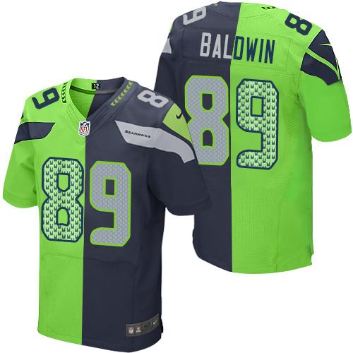 Nike Seahawks #89 Doug Baldwin Steel Blue Green Men's Stitched NFL Elite Split Jersey - 副本 - 副本