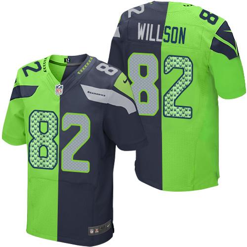 Nike Seahawks #82 Luke Willson Steel Blue Green Men's Stitched NFL Elite Split Jersey - 副本 - 副本