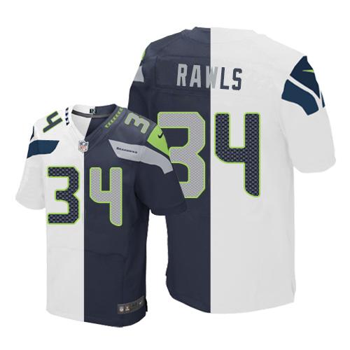 Nike Seahawks #34 Thomas Rawls White Steel Blue Men's Stitched NFL Elite Split Jersey - 副本 - 副本