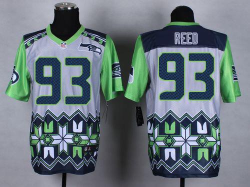 Nike Seahawks #93 Jarran Reed Grey Men's Stitched NFL Elite Noble Fashion Jersey - 副本 (2)