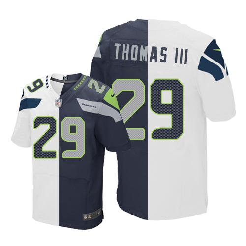 Nike Seahawks #29 Earl Thomas III White Steel Blue Men's Stitched NFL Elite Split Jersey