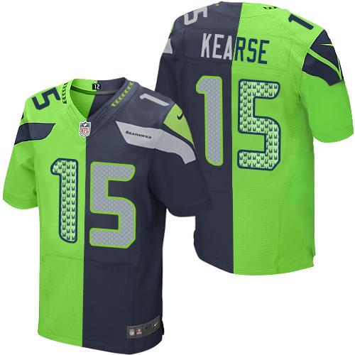 Nike Seahawks #15 Jermaine Kearse Steel Blue Green Men's Stitched NFL Elite Split Jersey