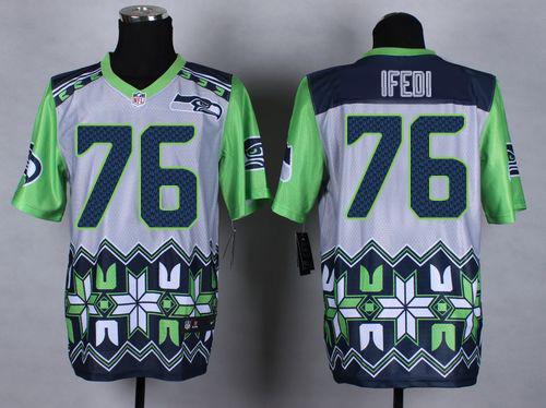 Nike Seahawks #76 Germain Ifedi Grey Men's Stitched NFL Elite Noble Fashion Jersey - 副本