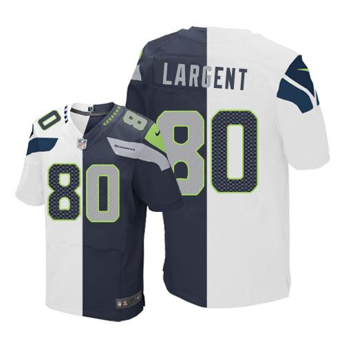 Nike Seahawks #80 Steve Largent White Steel Blue Men's Stitched NFL Elite Split Jersey