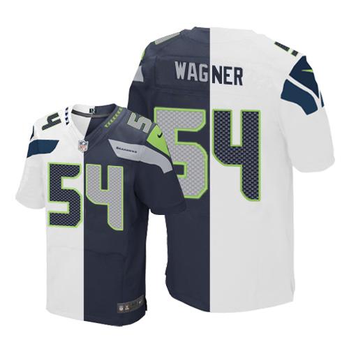 Nike Seahawks #54 Bobby Wagner White Steel Blue Men's Stitched NFL Elite Split Jersey