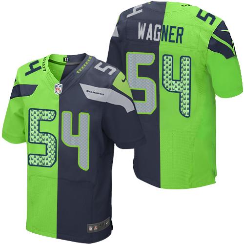 Nike Seahawks #54 Bobby Wagner Steel Blue Green Men's Stitched NFL Elite Split Jersey