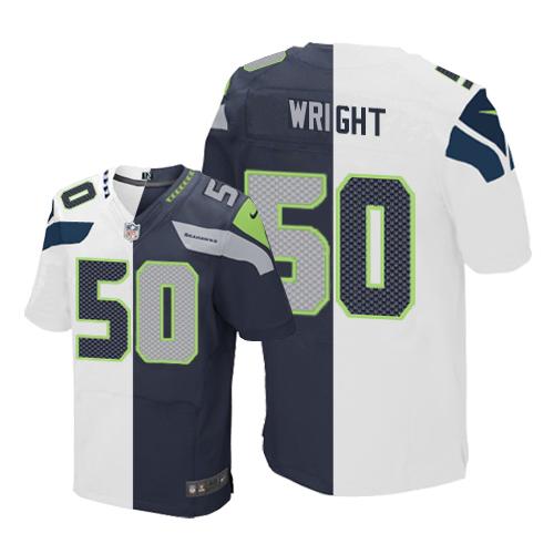 Nike Seahawks #50 K.J. Wright White Steel Blue Men's Stitched NFL Elite Split Jersey