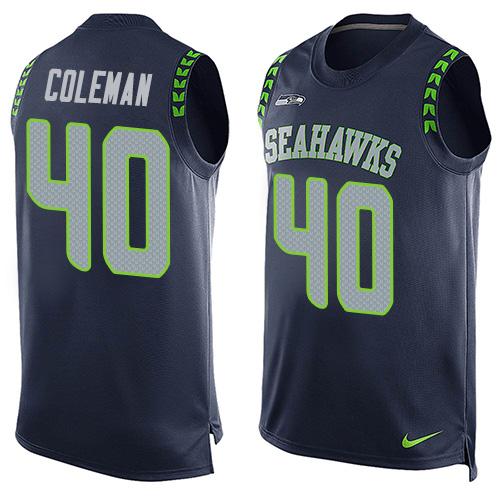 Nike Seahawks #40 Derrick Coleman Steel Blue Team Color Men's Stitched NFL Limited Tank Top Jersey