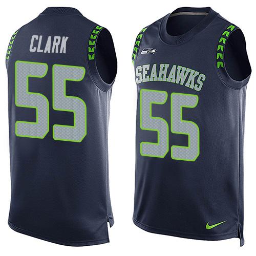 Nike Seahawks #55 Frank Clark Steel Blue Team Color Men's Stitched NFL Limited Tank Top Jersey