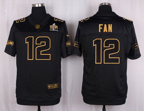 Nike Seahawks #12 Fan Black Men's Stitched NFL Elite Pro Line Gold Collection Jersey