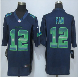 2015 New Seattle Seahawks #12 Fan Pro Line Navy Blue Fashion Strobe Jersey