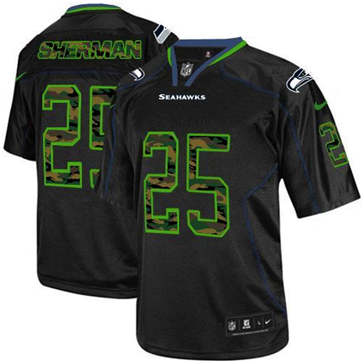 NEW Seattle Seahawks #25 Richard Sherman Black NFL Elite Camo Fashion Jersey