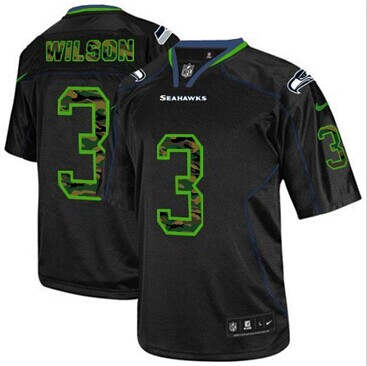 NEW Seattle Seahawks #3 Russell Wilson Black NFL Elite Camo Fashion Jersey